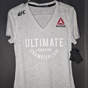 Reebok Women's Gray UFC V-Neck Top Small NWT